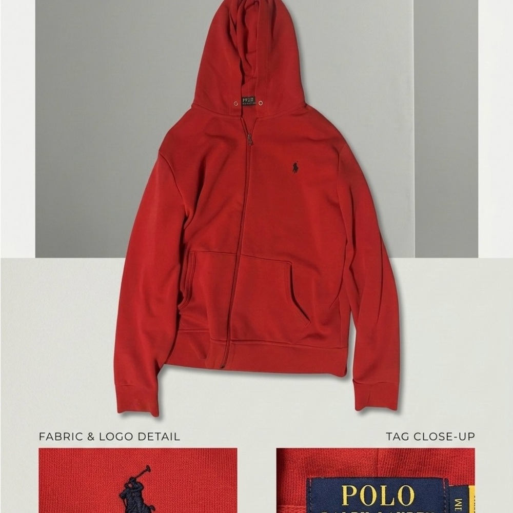 Polo by Ralph Lauren Red Zip Up Sweater